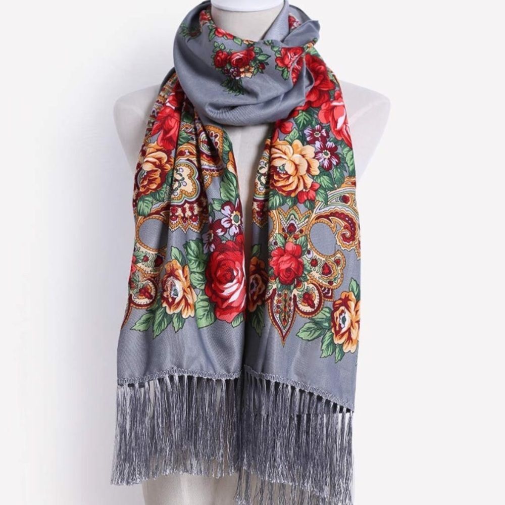 New Traditional Ukrainian Scarf - Grey